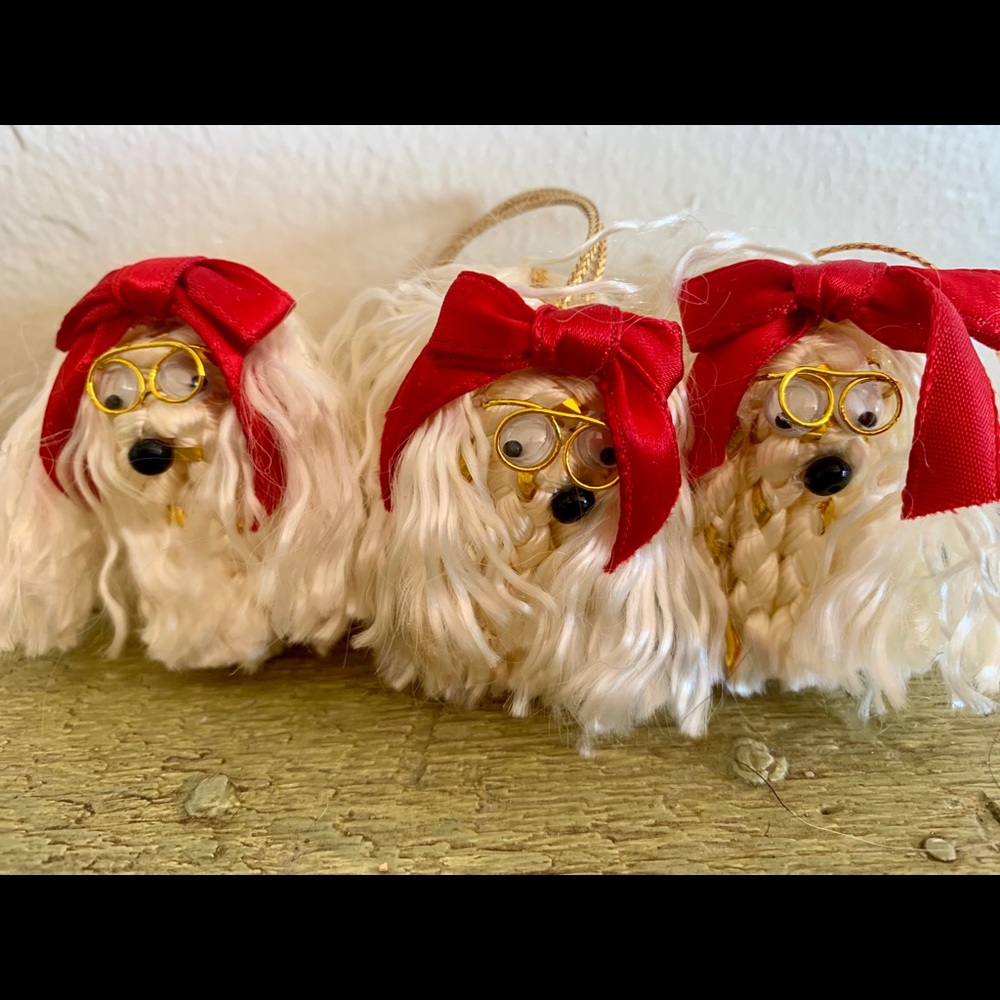 Fluffy Dog Christmas Ornaments - Vintage